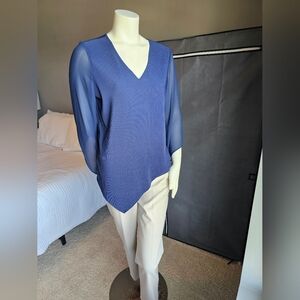 Alfani, Size M, Blue Blouse; Work or Business Casual. Pants sold separately.
